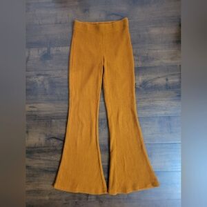 Aerie High Waisted Waffle Flare Pants Burnt Orange Rust Size Small Bell Bottoms